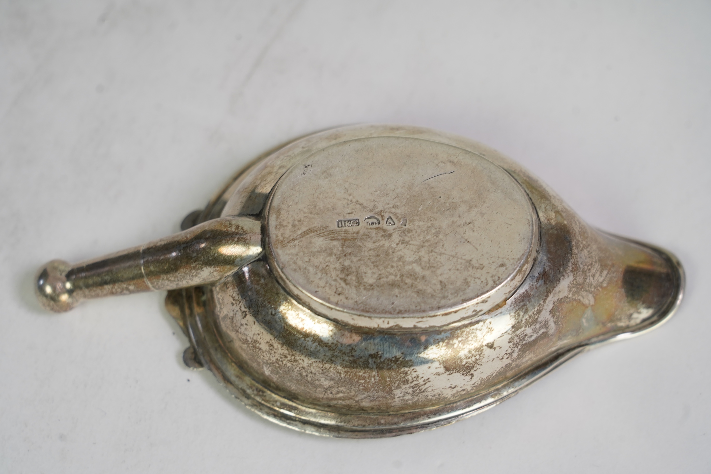 A 19th century Indian Colonial white metal pap boat, by Hamilton & Co of Calcutta